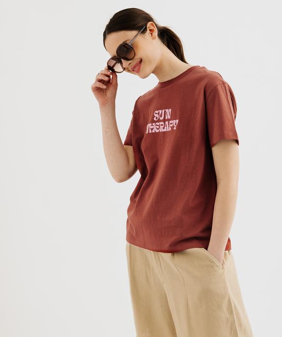 Tee-shirt manches courtes en coton imprimé femme vue2 - GEMO 4G FEMME - GEMO