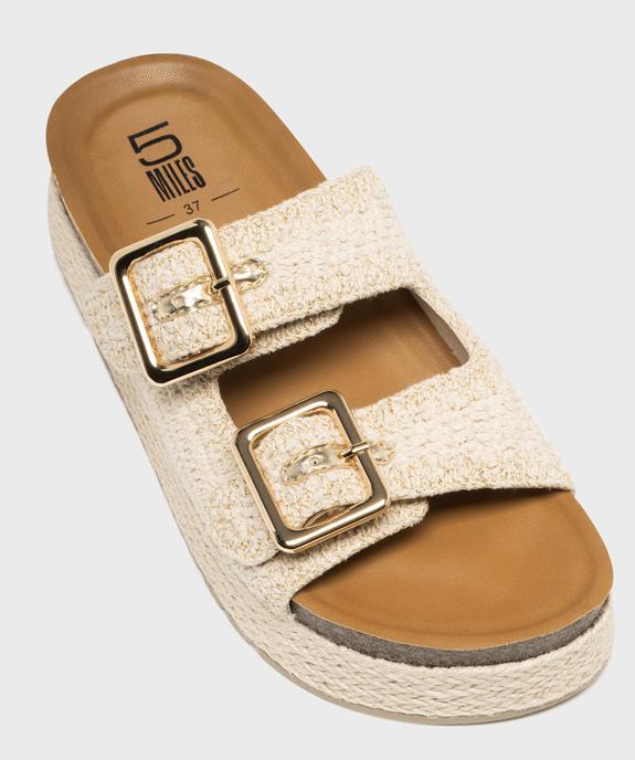 Mules double bride en textile avec semelle plateforme femme - 5 Miles vue5 - 5 MILES - GEMO
