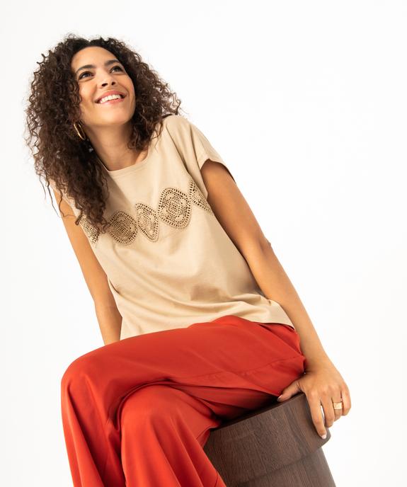 Tee-shirt sans manches avec bande brodée femme vue1 - GEMO(FEMME PAP) - GEMO