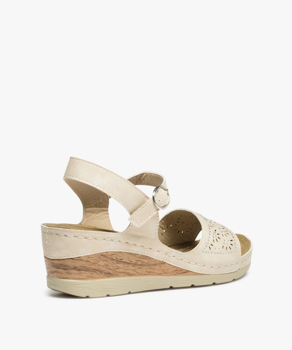 Sandales femme confort à talon dessus ajouré et strass vue4 - GEMO (CONFORT) - GEMO