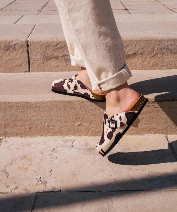 Sabots à semelle intérieure cuir imprimé pelage femme - Follow Me vue1 - FOLLOW ME - GEMO