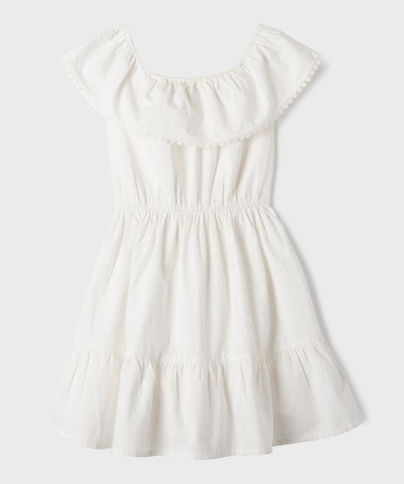 Robe à volants en coton avec col Bardot élastique fille vue1 - GEMO (JUNIOR) - GEMO