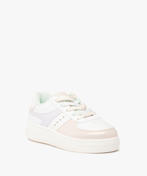 Baskets fille à détails irisés et lacets colorés vue2 - GEMO (ENFANT) - GEMO