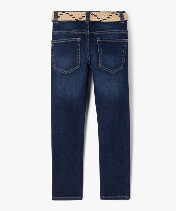 Jean slim stretch à taille ajustable avec ceinture tressée garçon - LuluCastagnette vue3 - LULUCASTAGNETTE - GEMO