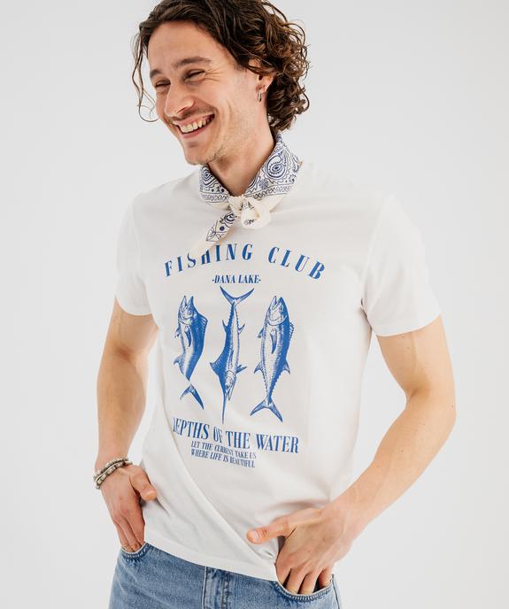 Tee-shirt manches courtes en jersey de coton imprimé homme vue1 - GEMO 4G HOMME - GEMO