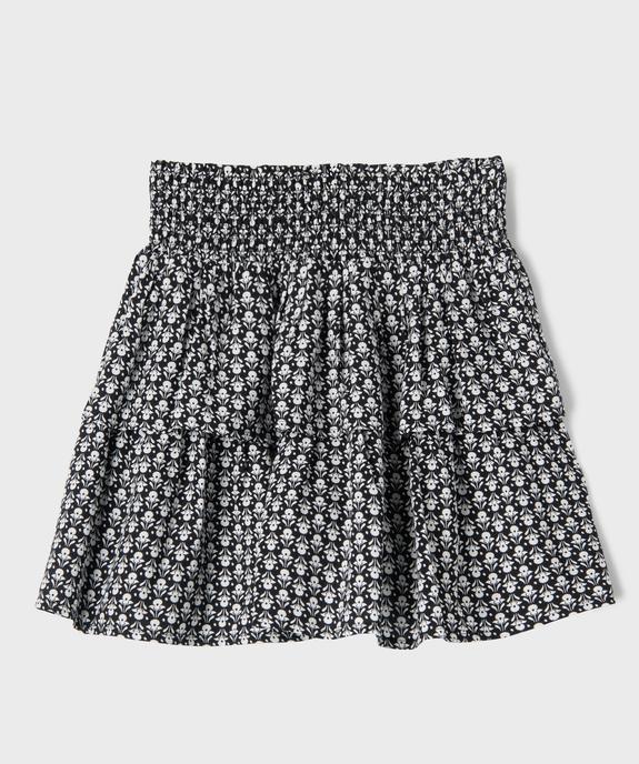 Jupe courte fleurie à volants et taille smockée fille vue3 - GEMO 4G FILLE - GEMO