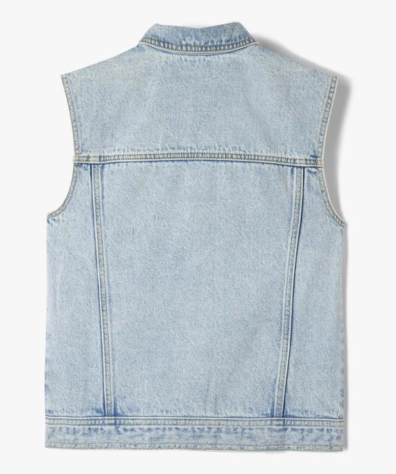 Veste en jean fille sans manches délavé vue5 - GEMO 4G FILLE - GEMO