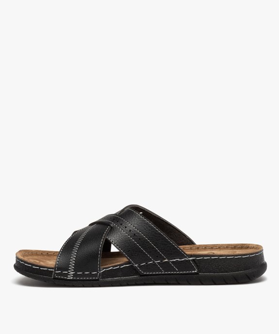 Mules confort à larges brides croisées homme vue3 - GEMO (CASUAL) - GEMO