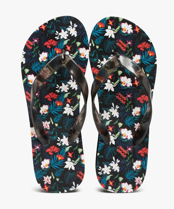 Tongs femme à talon compensé et semelle imprimée vue1 - GEMO (PLAGE) - GEMO