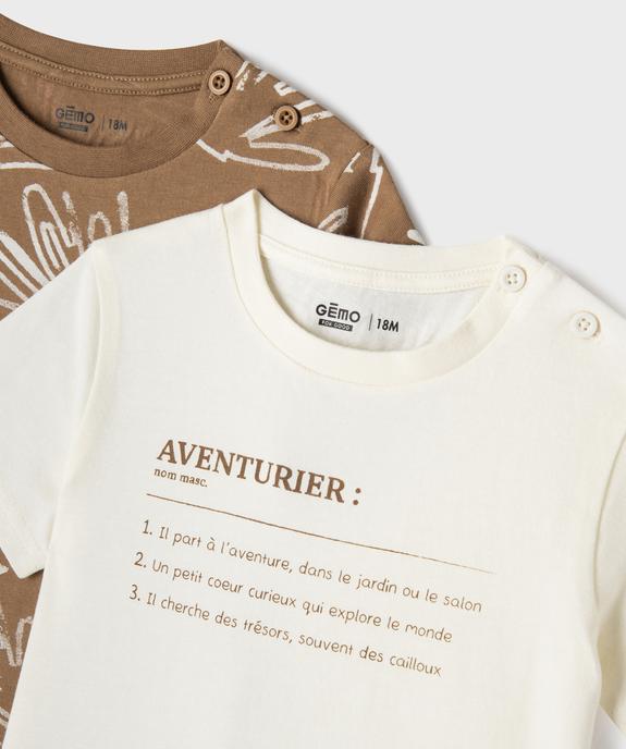 Tee-shirt manches courtes imprimés bébé garçon (lot de 2) vue2 - GEMO(BEBE DEBT) - GEMO