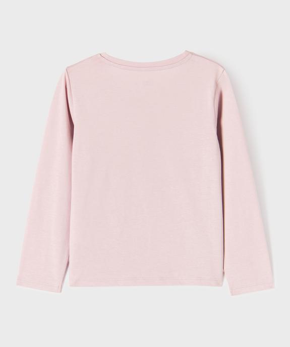 Tee-shirt manches longues en coton imprimé fille vue3 - GEMO 4G FILLE - GEMO