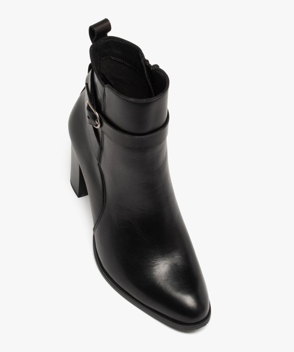 Boots femme en cuir uni à talon haut et brides fantaisie - Taneo vue6 - TANEO - GEMO