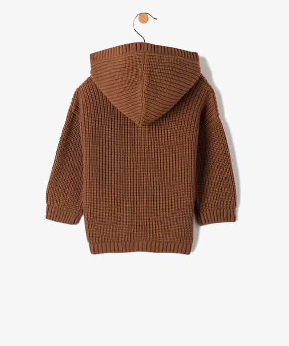 Gilet bébé garçon à capuche en grosse maille vue3 - GEMO(BEBE DEBT) - GEMO
