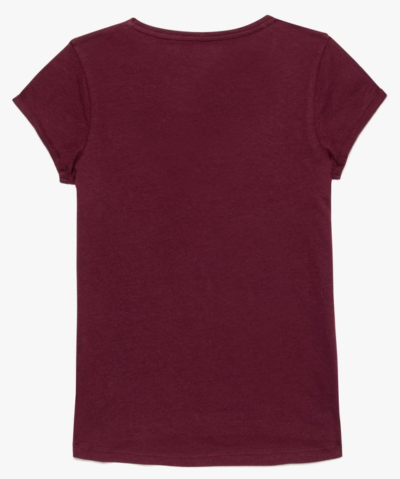 Tee-shirt fille avec coton bio et manches courtes à revers vue2 - GEMO 4G FILLE - GEMO