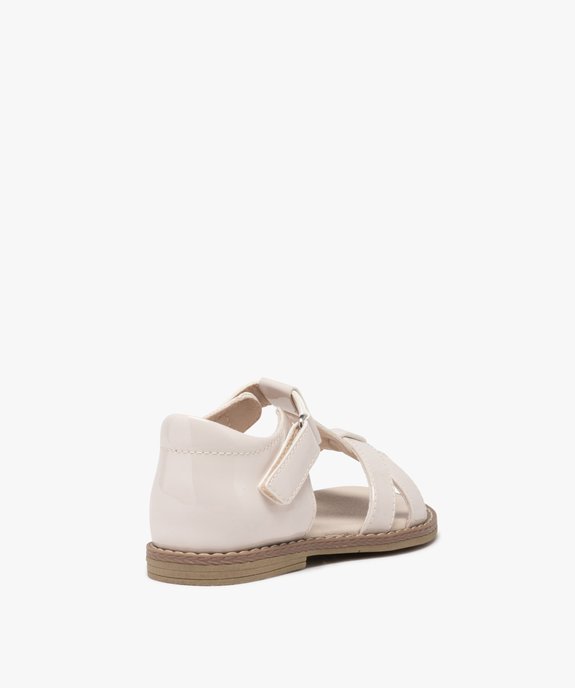 Sandales fille unies à brides vernies avec scratch vue4 - GEMO (ENFANT) - GEMO