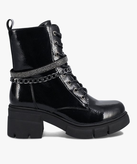 Bottines femme rock vernies avec brides métalliques vue1 - GEMO(URBAIN) - GEMO