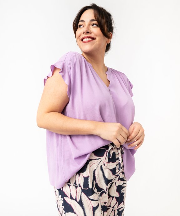 Blouse à manches courtes à volants femme grande taille vue1 - GEMO (G TAILLE) - GEMO