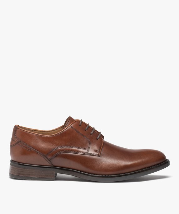 Derbies homme unies en cuir à lacets ronds  vue1 - GEMO(URBAIN) - GEMO