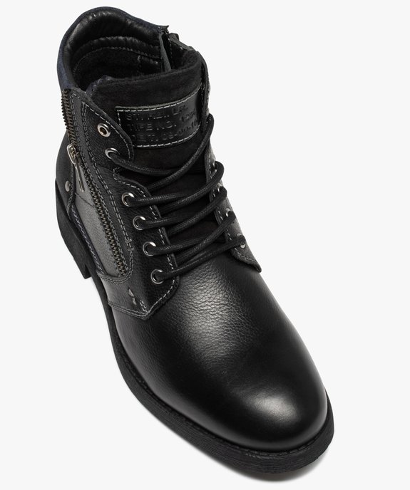 Boots homme dessus cuir uni détails métalliques - Taneo vue5 - TANEO - GEMO