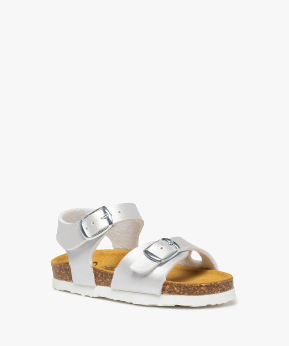 Sandales bébé fille à brides métallisées et semelle liège vue2 - GEMO(BEBE DEBT) - GEMO