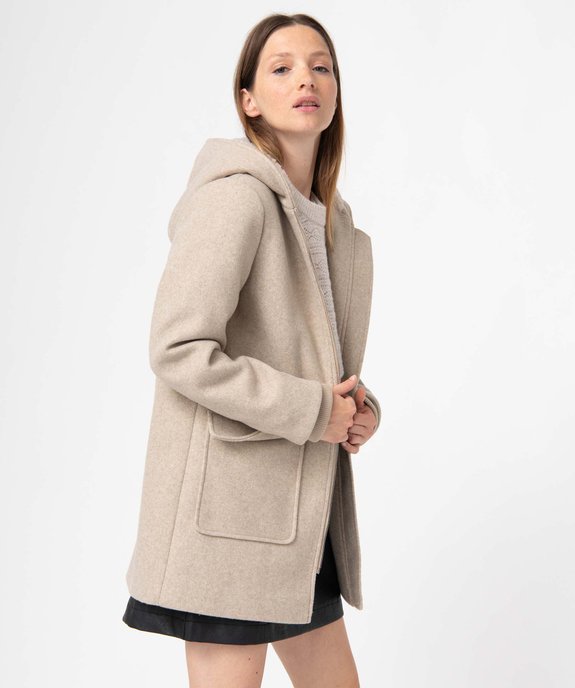 Manteau femme à capuche doublée sherpa vue1 - GEMO(FEMME PAP) - GEMO