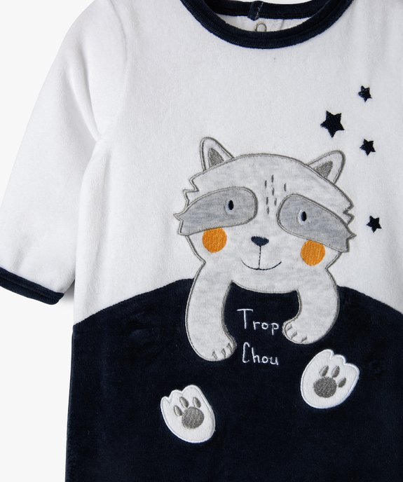 Pyjama bébé en velours avec motif petit loup  vue2 - GEMO(BB COUCHE) - GEMO
