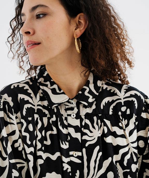 Robe courte manches longues en viscose froissée imprimée femme vue2 - GEMO 4G FEMME - GEMO