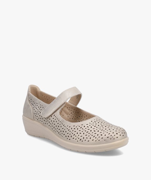 Ballerines femme confort à bride scratch dessus ajouré vue2 - GEMO (CONFORT) - GEMO