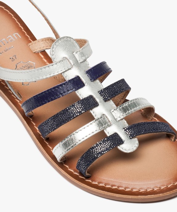 Sandales femme à talon plat et brides multiples en cuir vue6 - GEMO (CASUAL) - GEMO