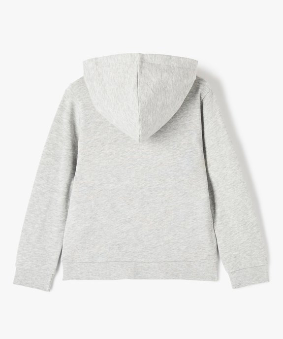 Sweat zippé à capuche intérieur molletonné fille vue4 - GEMO 4G FILLE - GEMO