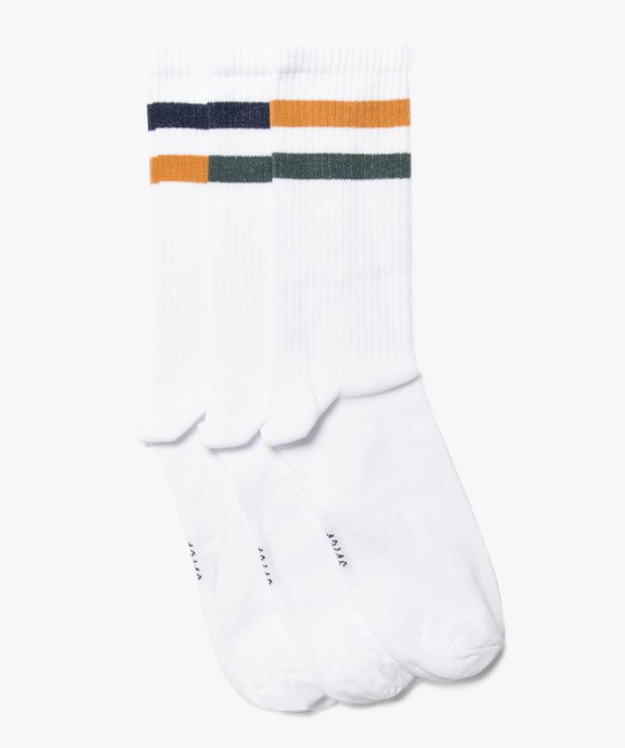 Chaussettes homme tige haute côtelée et rayée spécial sport (lot de 3) vue1 - GEMO(HOMWR HOM) - GEMO