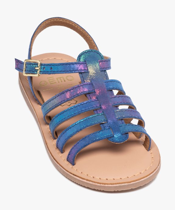 Sandales filles à brides multiples en cuir irisé vue5 - GEMO (ENFANT) - GEMO