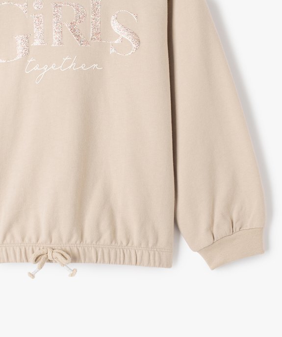 Sweat fille à taille froncée et capuche, motif pailleté vue2 - GEMO (ENFANT) - GEMO