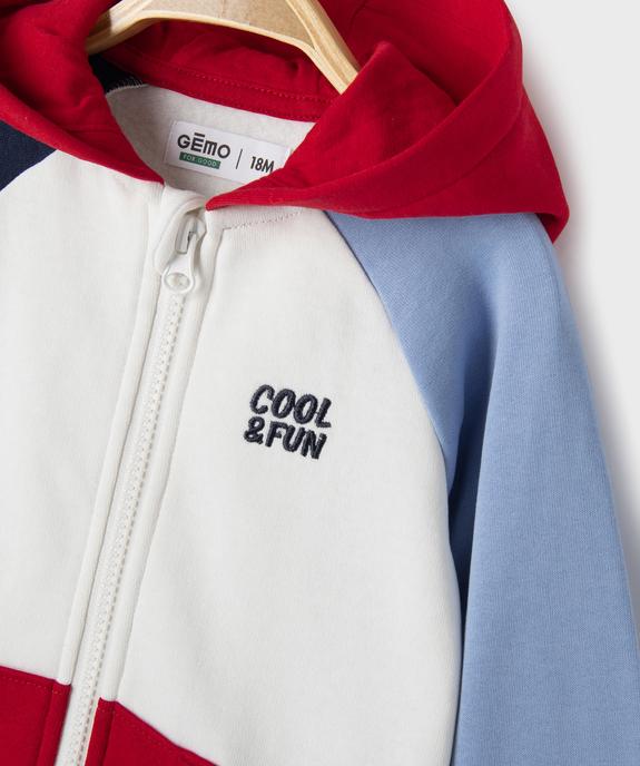 Sweat zippé à capuche  colorblock bébé garçon vue2 - GEMO 4G BEBE - GEMO