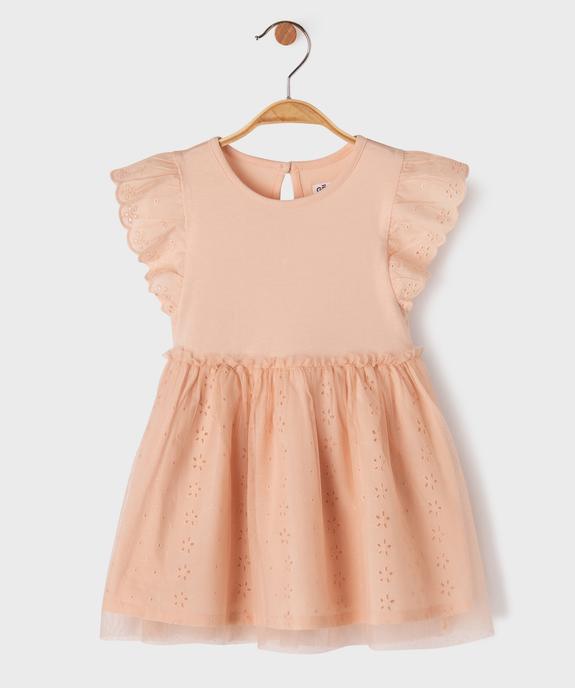 Robe brodée avec jupe en tulle bébé fille vue1 - GEMO(BEBE DEBT) - GEMO