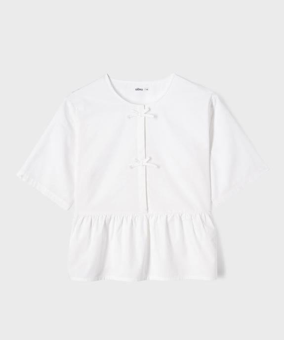 Blouse manches courtes à basque en coton fille vue1 - GEMO (JUNIOR) - GEMO