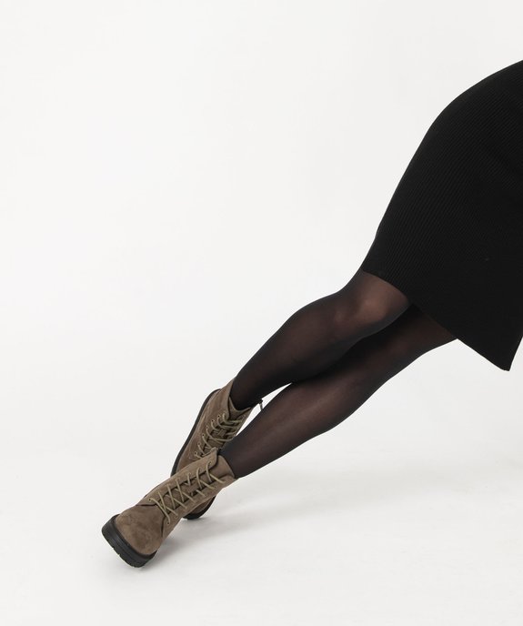 Boots femme dessus uni en suédine à zip et à lacets vue1 - GEMO (CASUAL) - GEMO