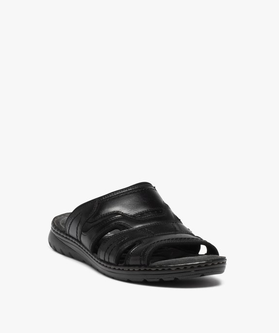 Sandales homme mules confort dessus cuir uni vue2 - GEMO (CASUAL) - GEMO