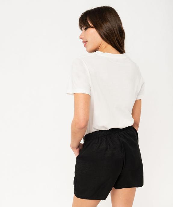 Tee-shirt manches courtes en coton à message femme vue3 - GEMO(FEMME PAP) - GEMO