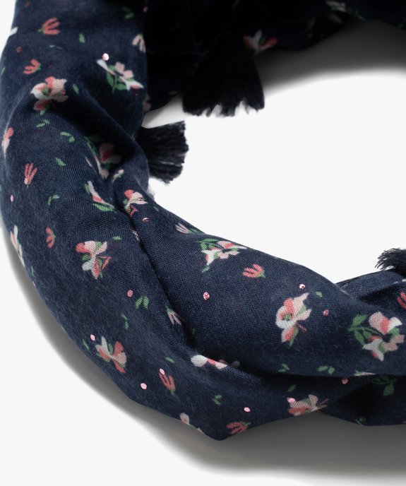 Foulard fille forme snood motif fleurs, pois et à pompons vue2 - GEMO (ENFANT) - GEMO