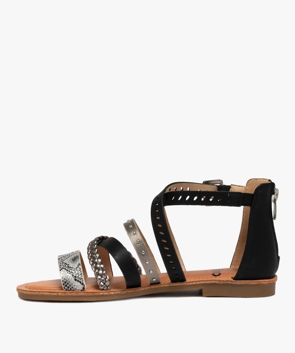 Sandales femme à talon fermé et brides fantaisie vue3 - GEMO (CASUAL) - GEMO