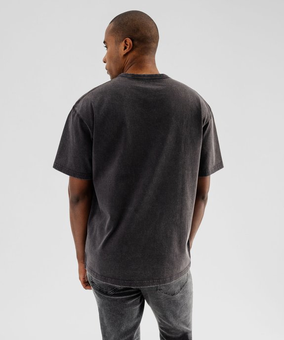 Tee-shirt manches courtes coloris délavé avec inscriptions homme vue3 - GEMO (HOMME) - GEMO
