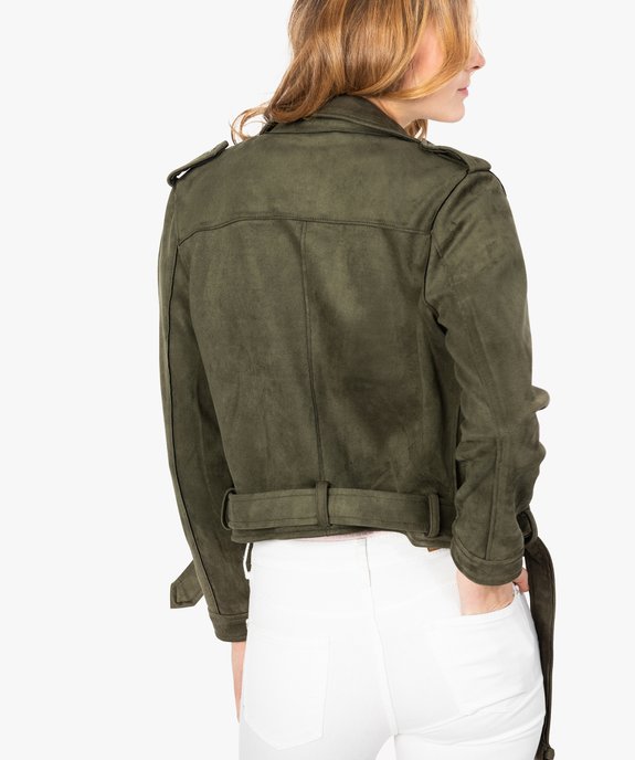 Veste femme style biker en suédine douce et souple vue3 - FOLLOW ME - GEMO