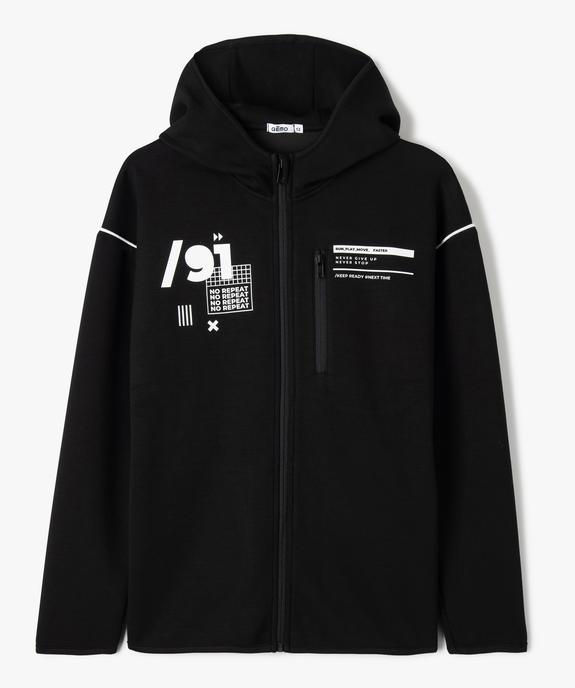 Sweat garçon zippé à capuche et détails contrastants vue2 - GEMO (JUNIOR) - GEMO