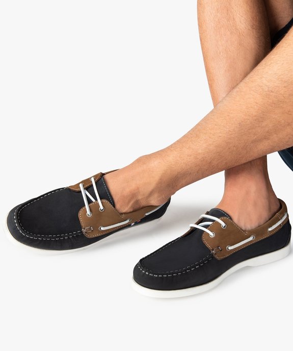 Chaussures bateau homme bicolores dessus cuir vue1 - GEMO (CASUAL) - GEMO