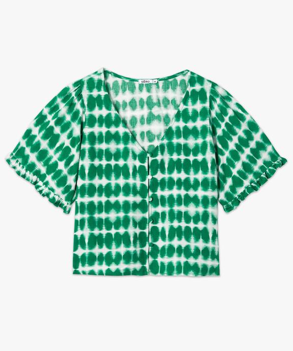 Blouse imprimée à manches courtes coupe courte femme vue5 - GEMO 4G FEMME - GEMO