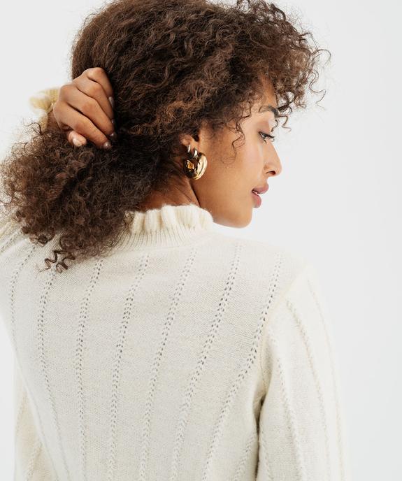 Pull en maille ajourée avec finitions froncées femme vue5 - GEMO(FEMME PAP) - GEMO