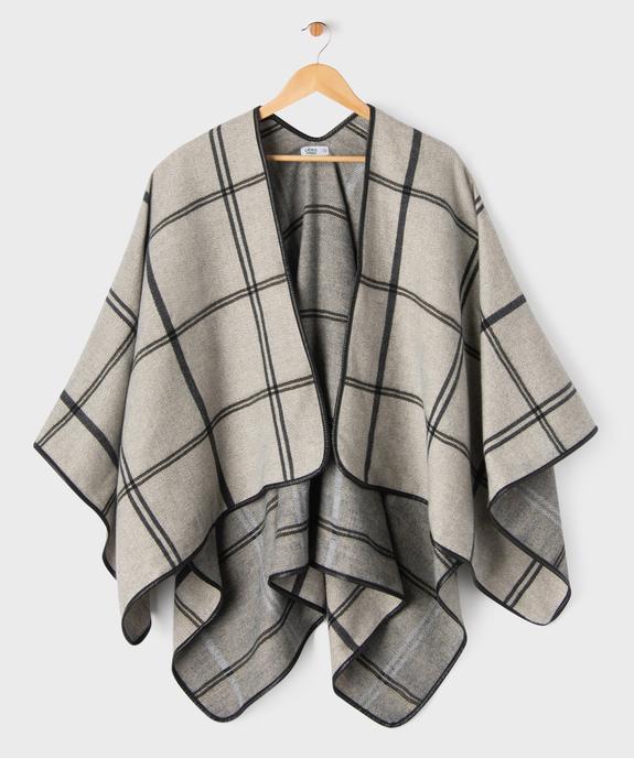 Echarpe poncho à carreaux femme vue1 - GEMO 4G FEMME - GEMO