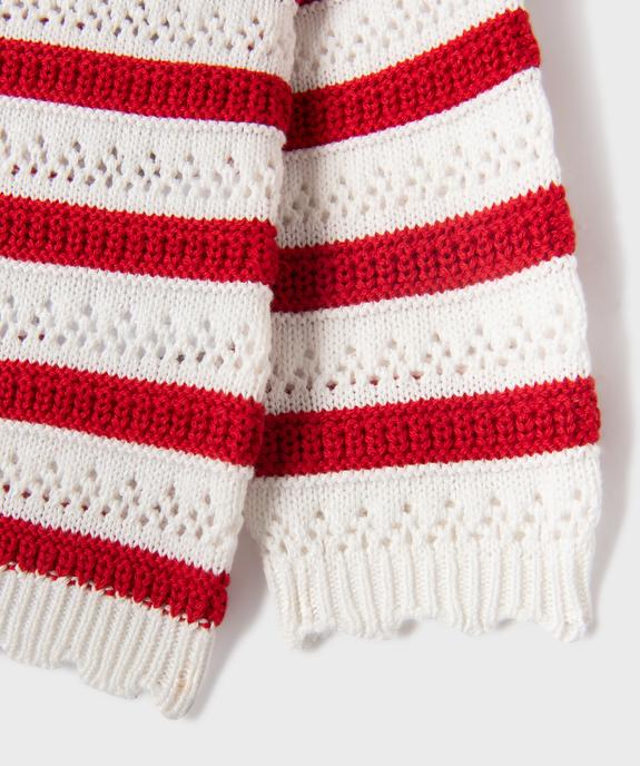 Pull rayé en maille ajourée bébé fille - LuluCastagnette vue3 - LULUCASTAGNETTE - GEMO