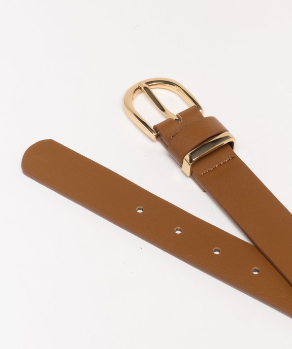 Ceinture lisse à boucle et passants en métal doré femme vue2 - GEMO (ACCESS) - GEMO